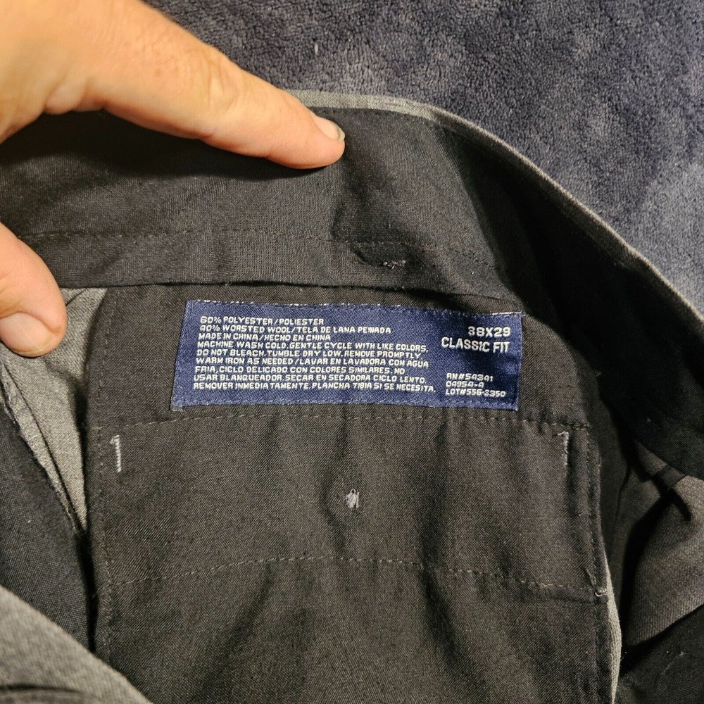 Stafford Performance Wool Dress Pants Men's W38 x L29 Grey Pleated - Picture 3 of 5
